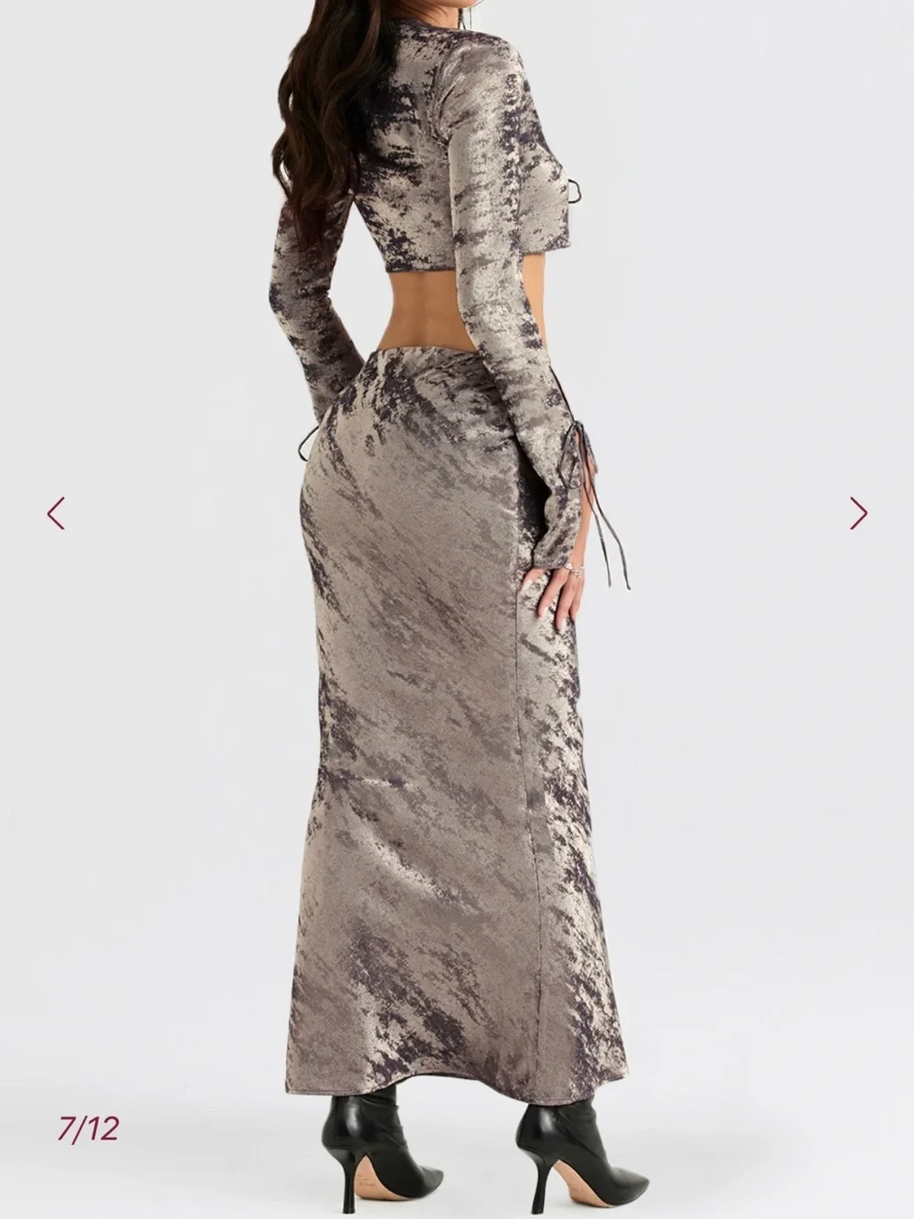 House of CB CLARA Pewter Bias Cut Midi Skirt
